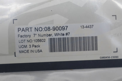 Factory Effex 08-90097 Number 7 White Factory 7 ' Number Kit NOS