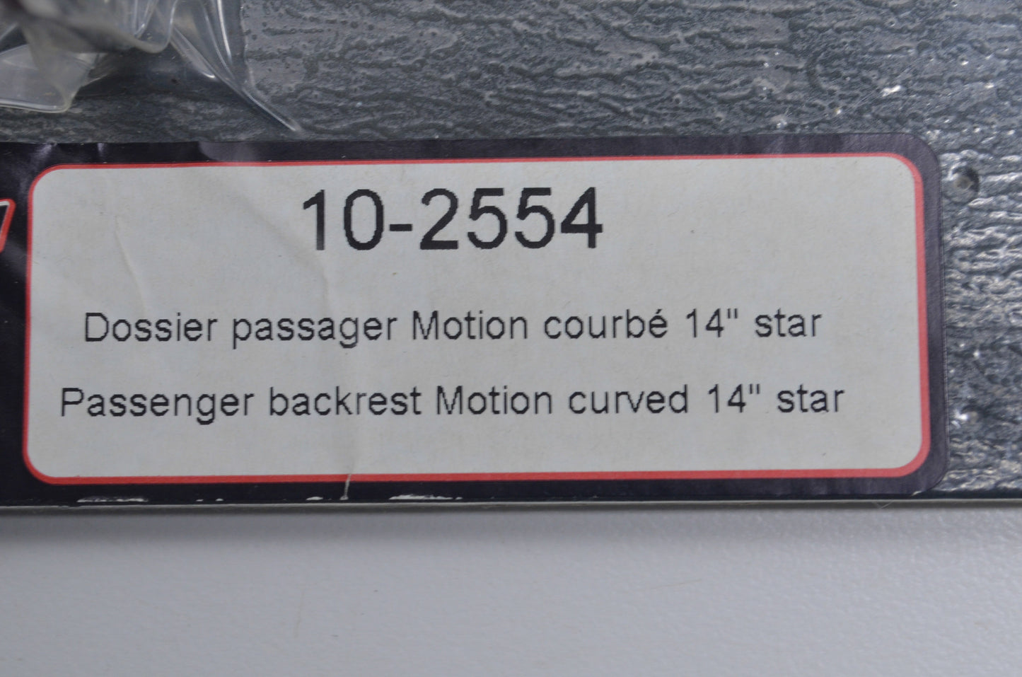 Custom World 239144, 10-2554 Passenger Backrest Kit NOS
