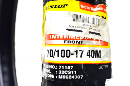 New Dunlop Front Tire Geomax MX51F 70/100-17 NOS