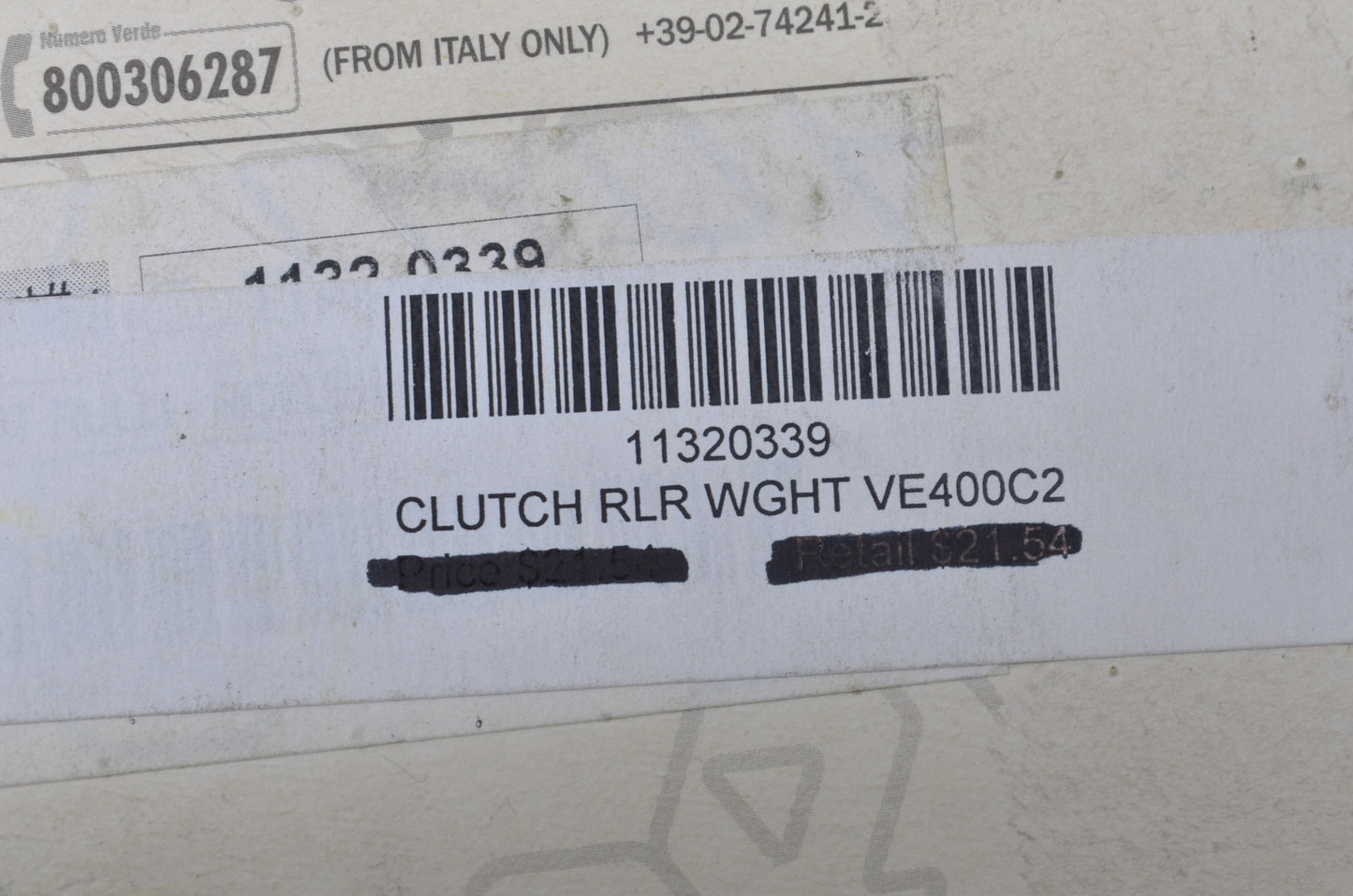 Adige 1132-0339, VE-400/C2 Roller Weight Kit NOS