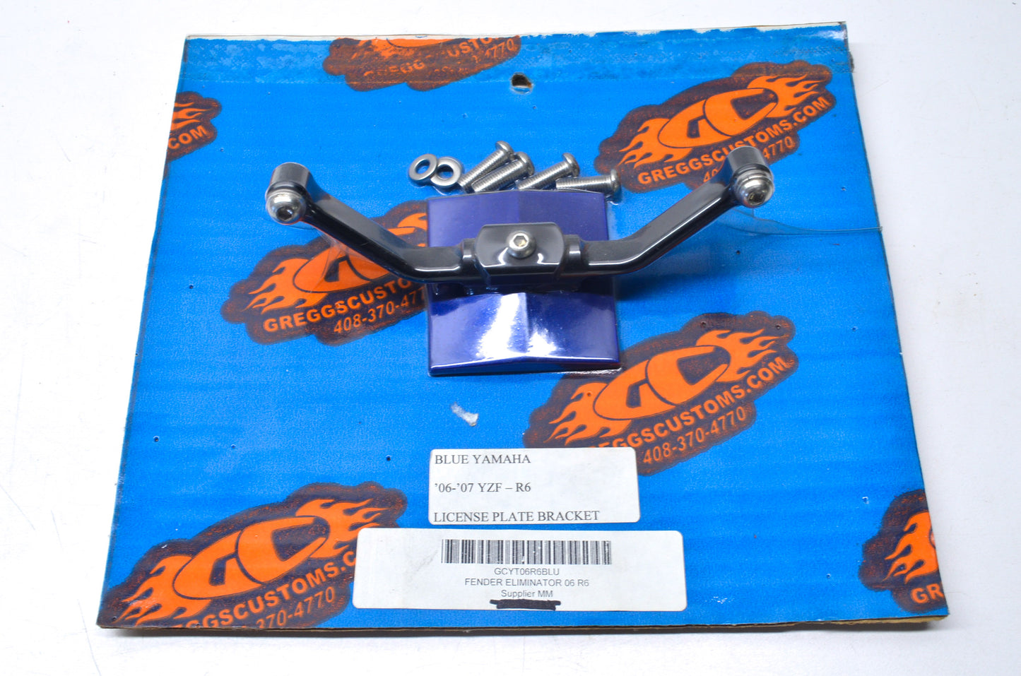 Greggs Customs GCYT06R6BLU License Plate Bracket Kit Yamaha 06-07 YZF-R6 NOS