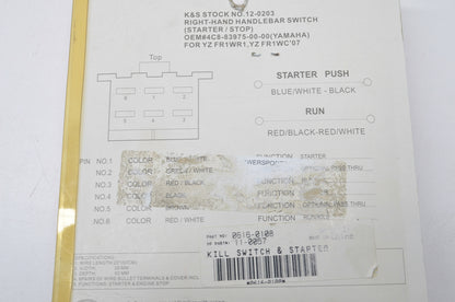 K&S 0616-0108, 12-0203, 11-0057 Kill Switch & Starter Kit NOS