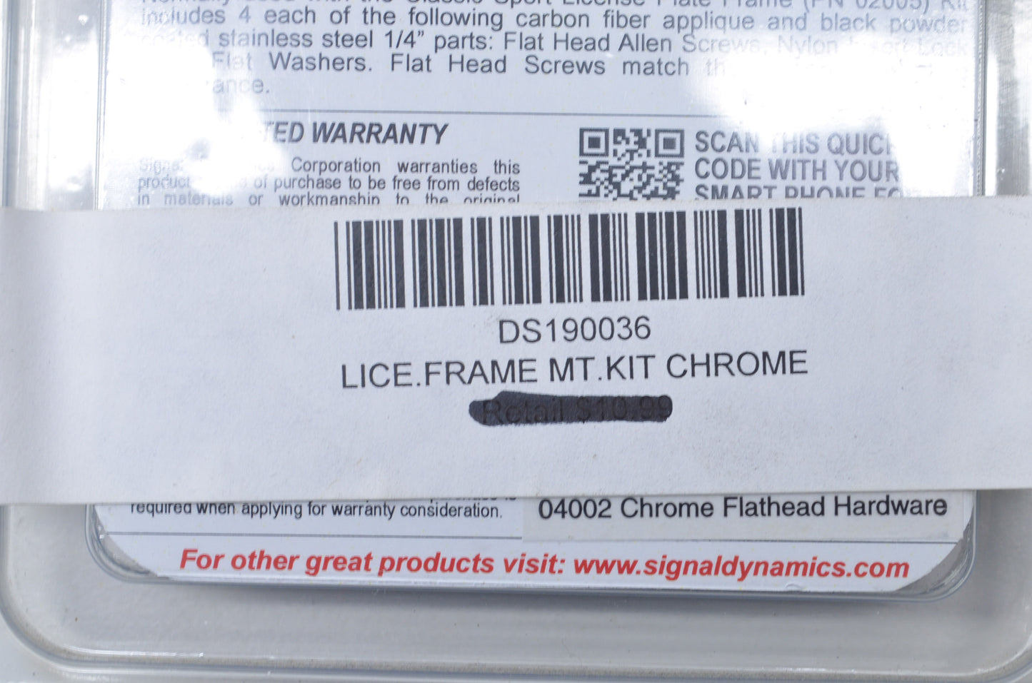 Signal Dynamics DS190036 License Plate Frame Mounting Kit NOS