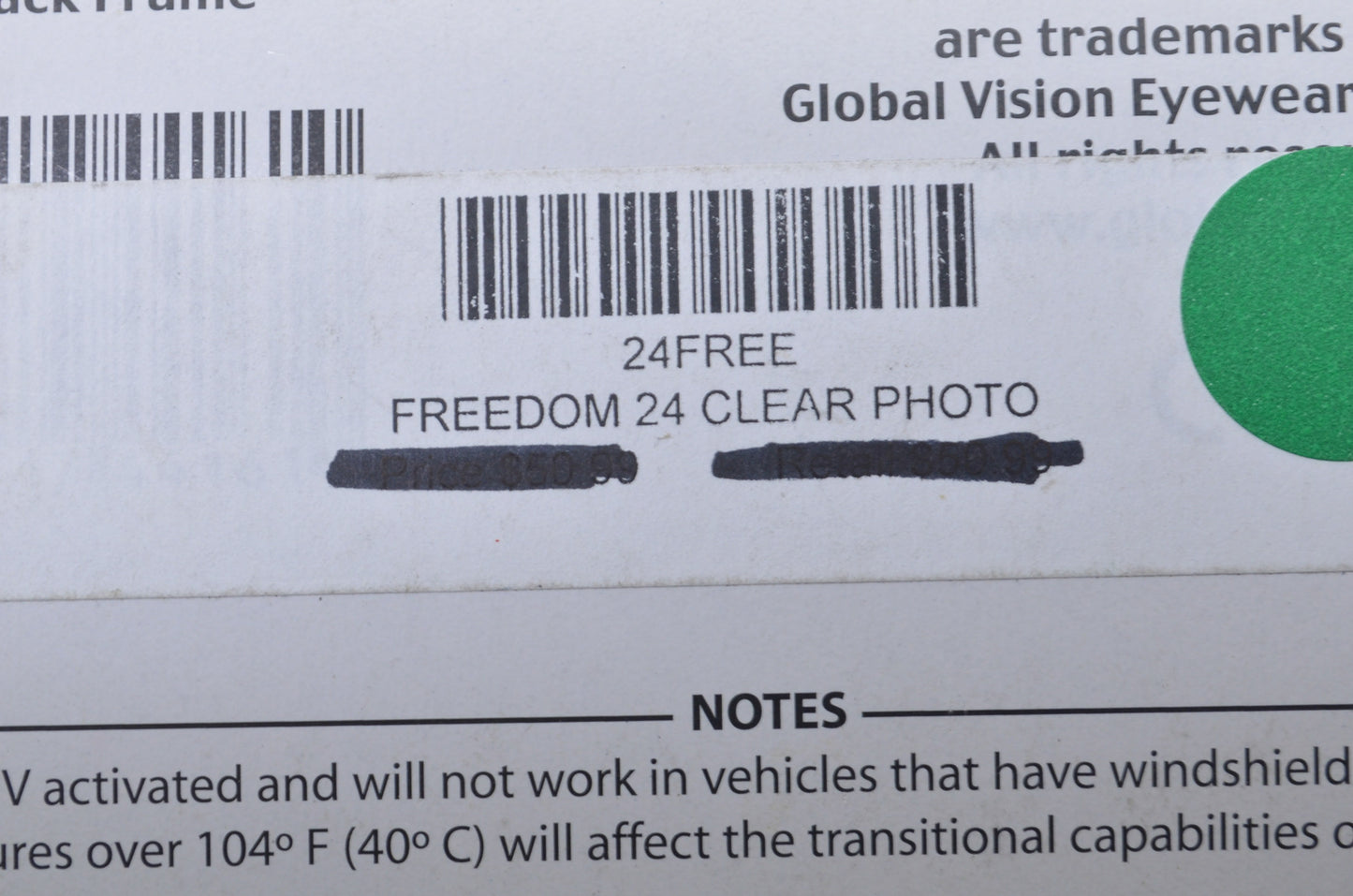New Global Vision Freedom 24 Clear NOS