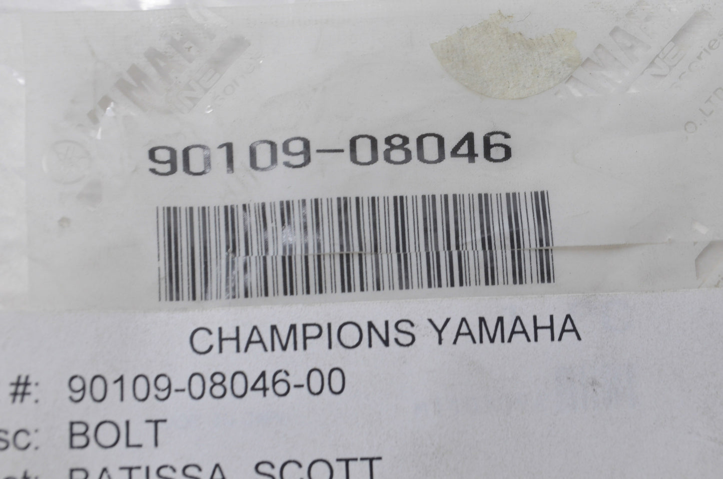 New OEM Yamaha 90109-08046-00 Bolt NOS