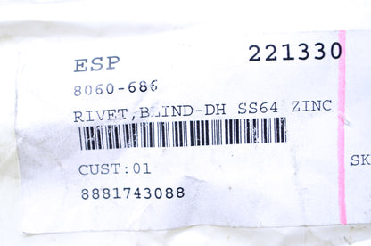 OEM Arctic Cat 8060-686 BLIND-DH SS64 Zinc Rivet Qty 5 NOS