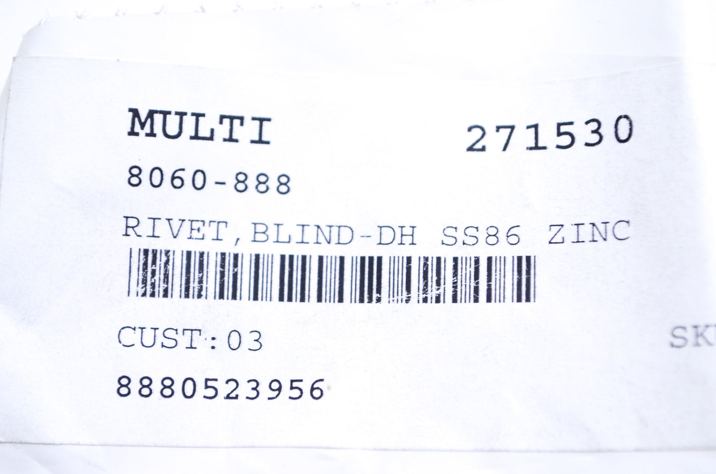 OEM Arctic Cat 8060-888 BLIND-DH SS86 Zinc Rivet Qty 2 NOS