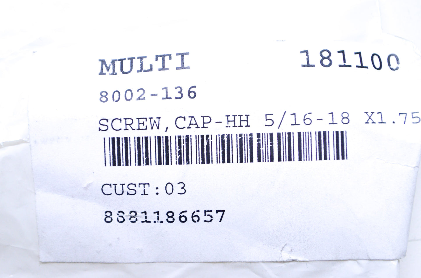 OEM Arctic Cat 8002-136 Hex Head Cap Screw 5/16-18 X1.75 Qty 4 NOS