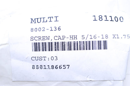 OEM Arctic Cat 8002-136 Hex Head Cap Screw 5/16-18 X1.75 Qty 4 NOS