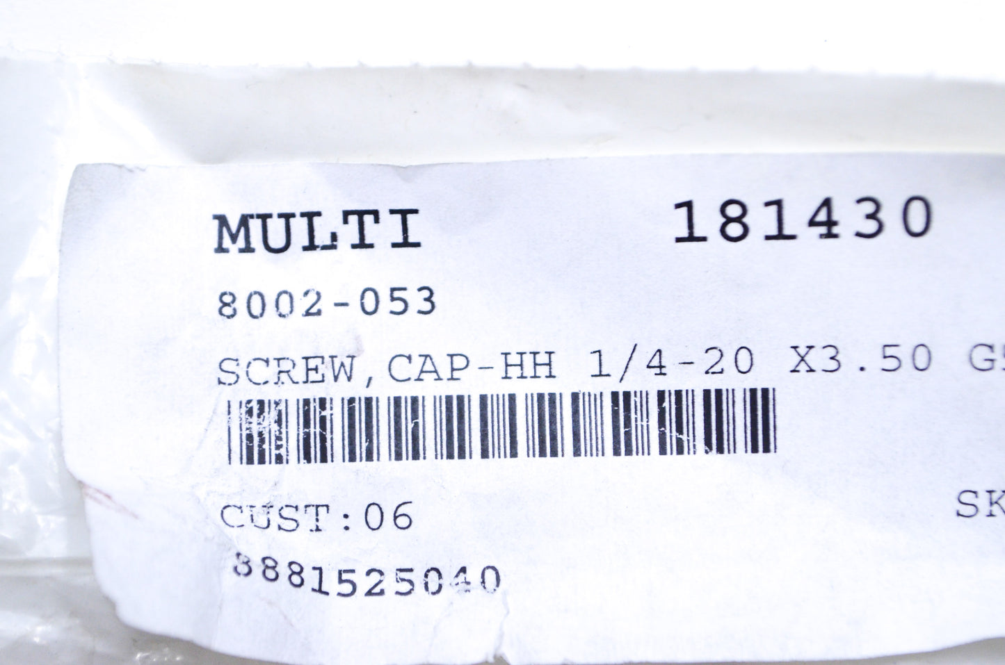 OEM Arctic Cat 8002-053 Hex Head Cap Screw 1/4-20 X3.50 Qty 3 NOS