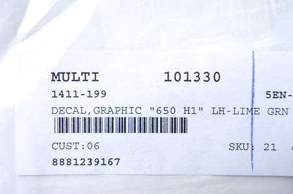 OEM Arctic Cat 1411-199 Left Hand Lime Green Graphic Decal NOS