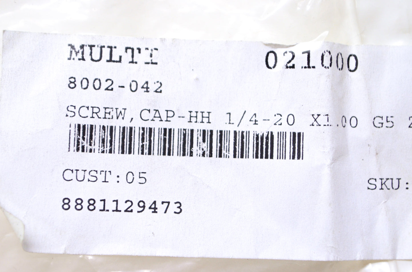 OEM Arctic Cat 8002-042 Hex Head Cap Screw 1/4-20 X1.00 Qty 8 NOS