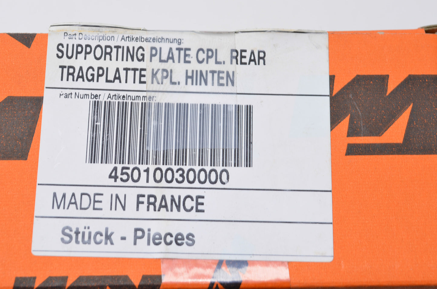 OEM KTM 45010030000 Rear Supporting Plate NOS