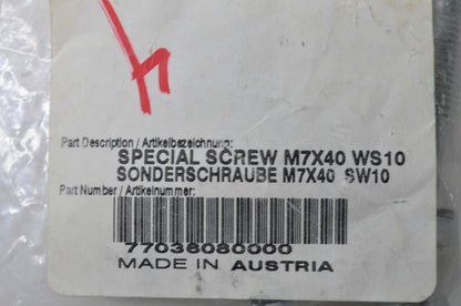 OEM KTM 77036080000 Special Screw M7X40 WS10 NOS