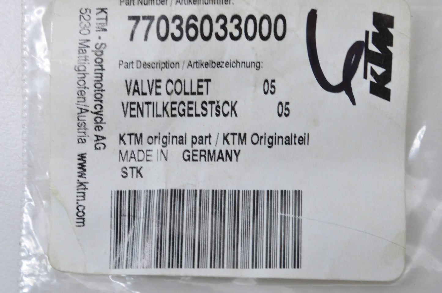 OEM KTM 77036033000 Valve Collet Qty 2 NOS