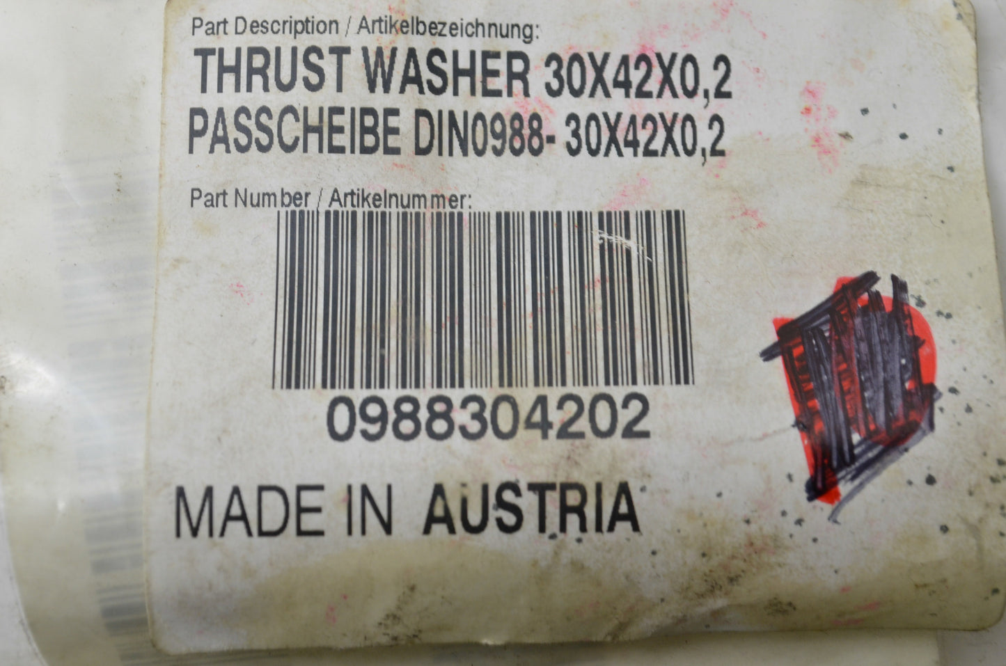 OEM KTM 988304202 Thrust Washer 30X42X0.2 Qty 5 NOS