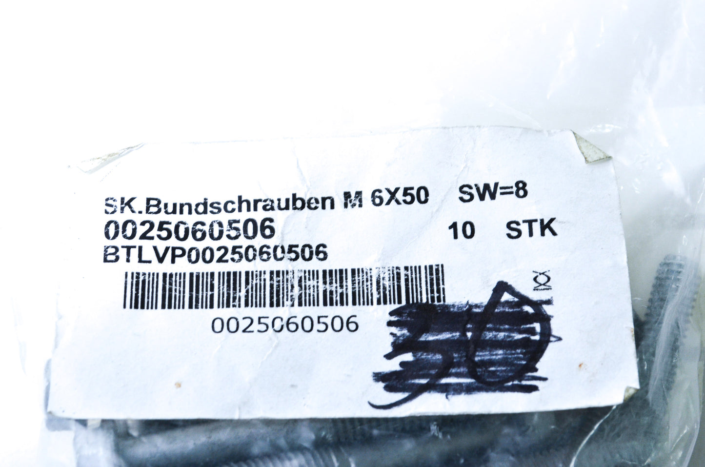 OEM KTM 25060506 Hex Head Collar Screw M6X50 TX30 NOS