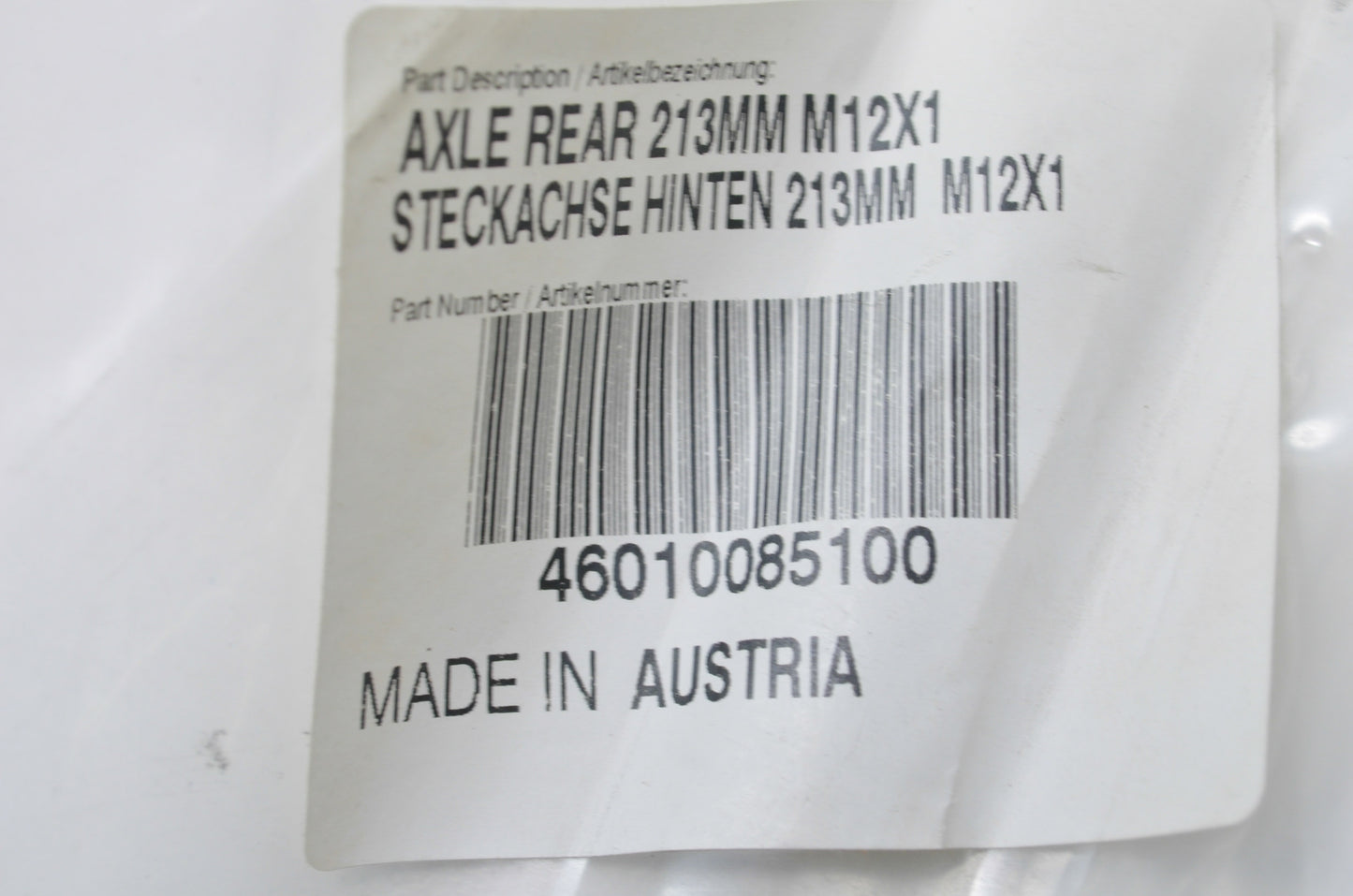 OEM KTM 46010085100 Rear Axle 213mm M12x1 NOS