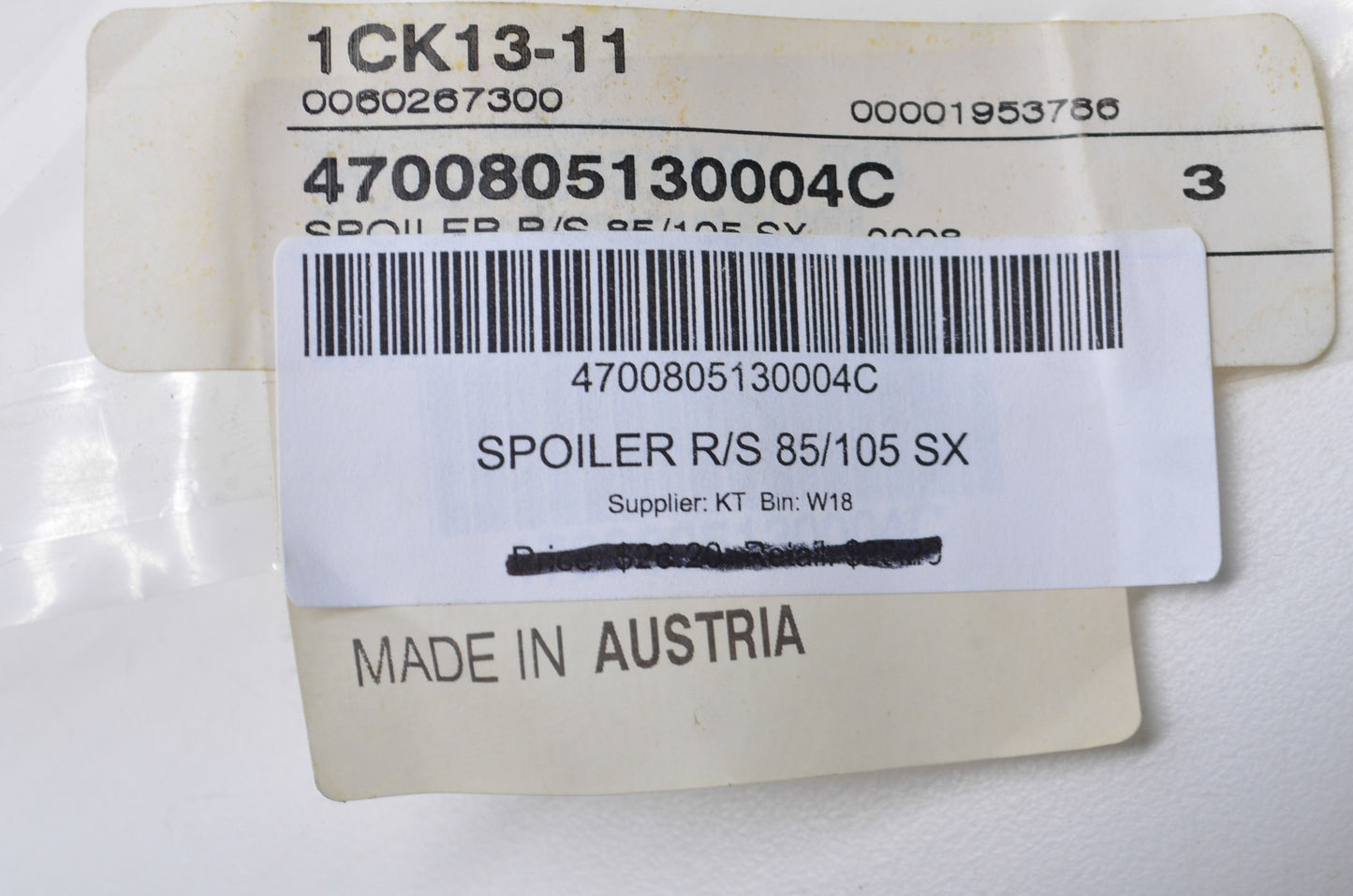 OEM KTM 4700805130004C Orange Right Spoiler NOS