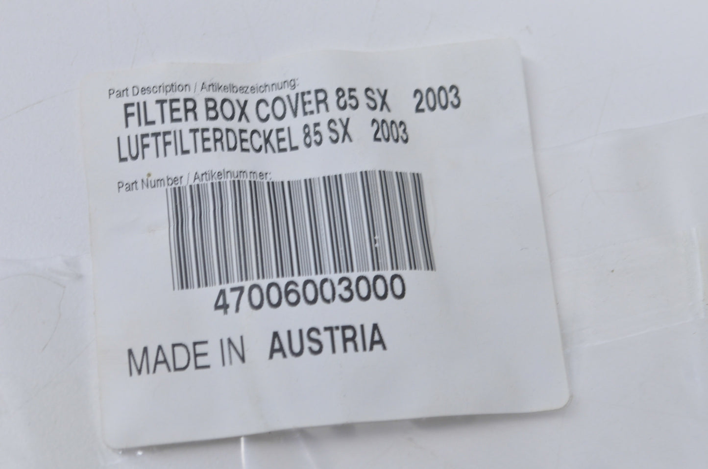 OEM KTM 47006003000 Filter Box Cover NOS