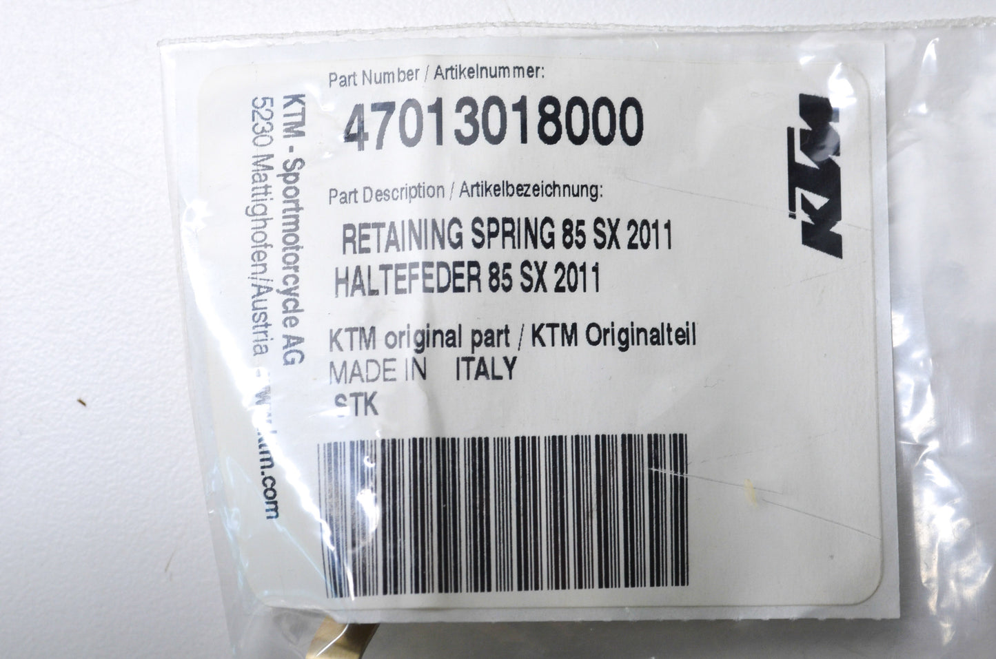 OEM KTM 47013018000 Retaining Spring NOS