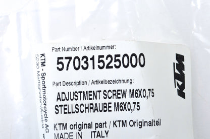 OEM KTM 57031525000 Adjustment Screw M6x0.75 NOS