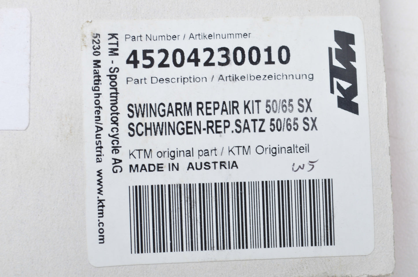 OEM KTM 45204230010 Swing Arm Repair Kit NOS