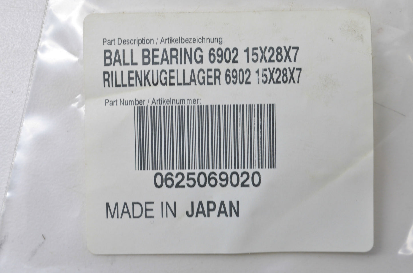 OEM KTM 0625069020 Ball Bearing 6902 15X28X7 NOS
