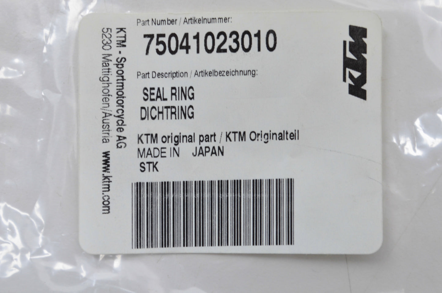 OEM KTM 75041023010 Ring Seal NOS