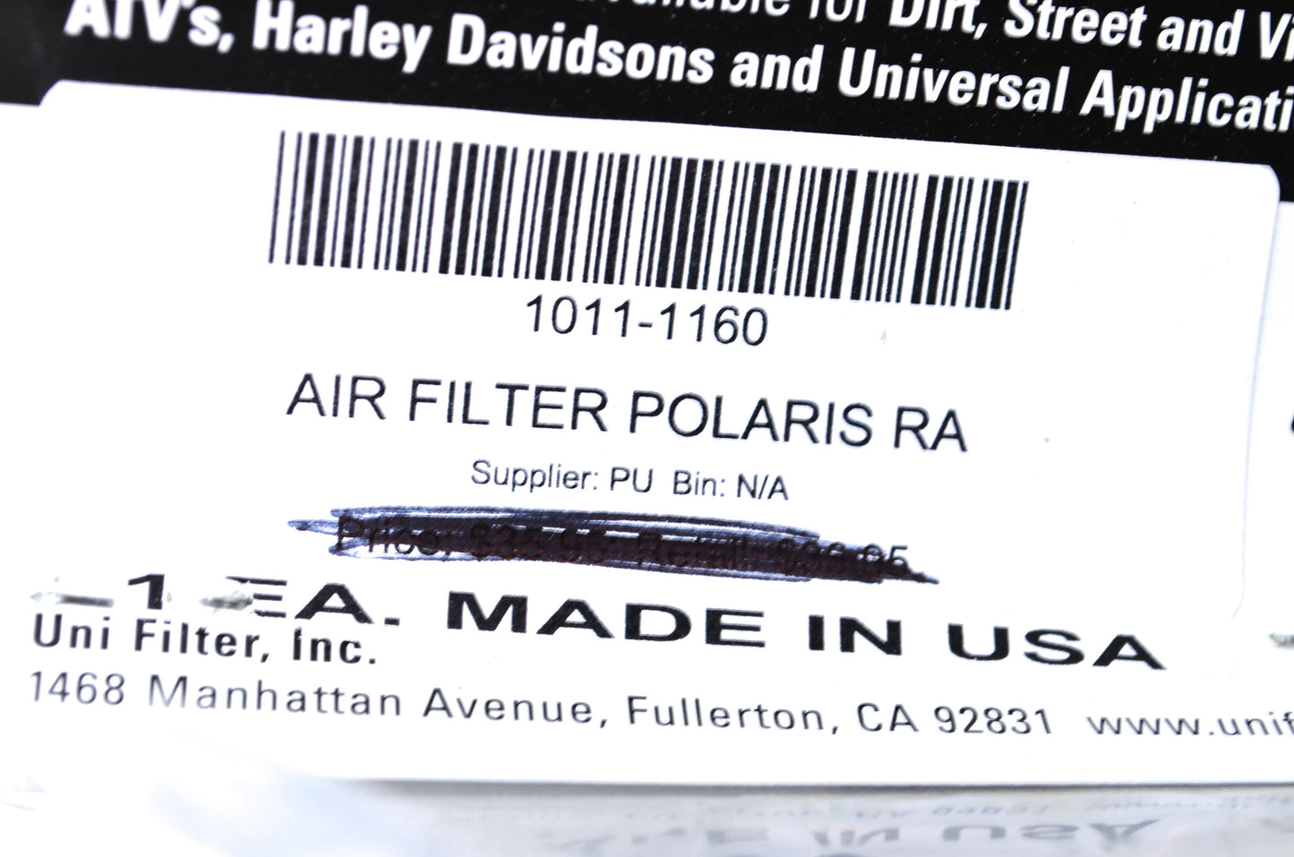 UNI 1011-1160 Air Filter NOS