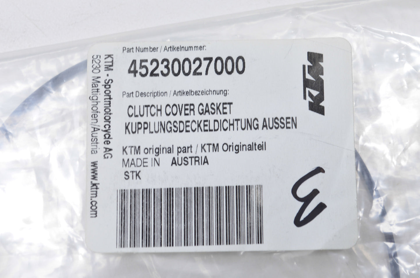 OEM KTM 45230027000 Clutch Cover Gasket NOS
