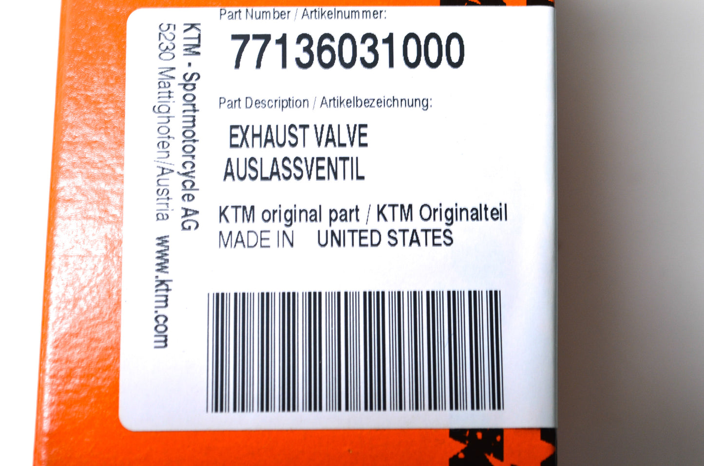 OEM KTM 77136031000 Exhaust Valve