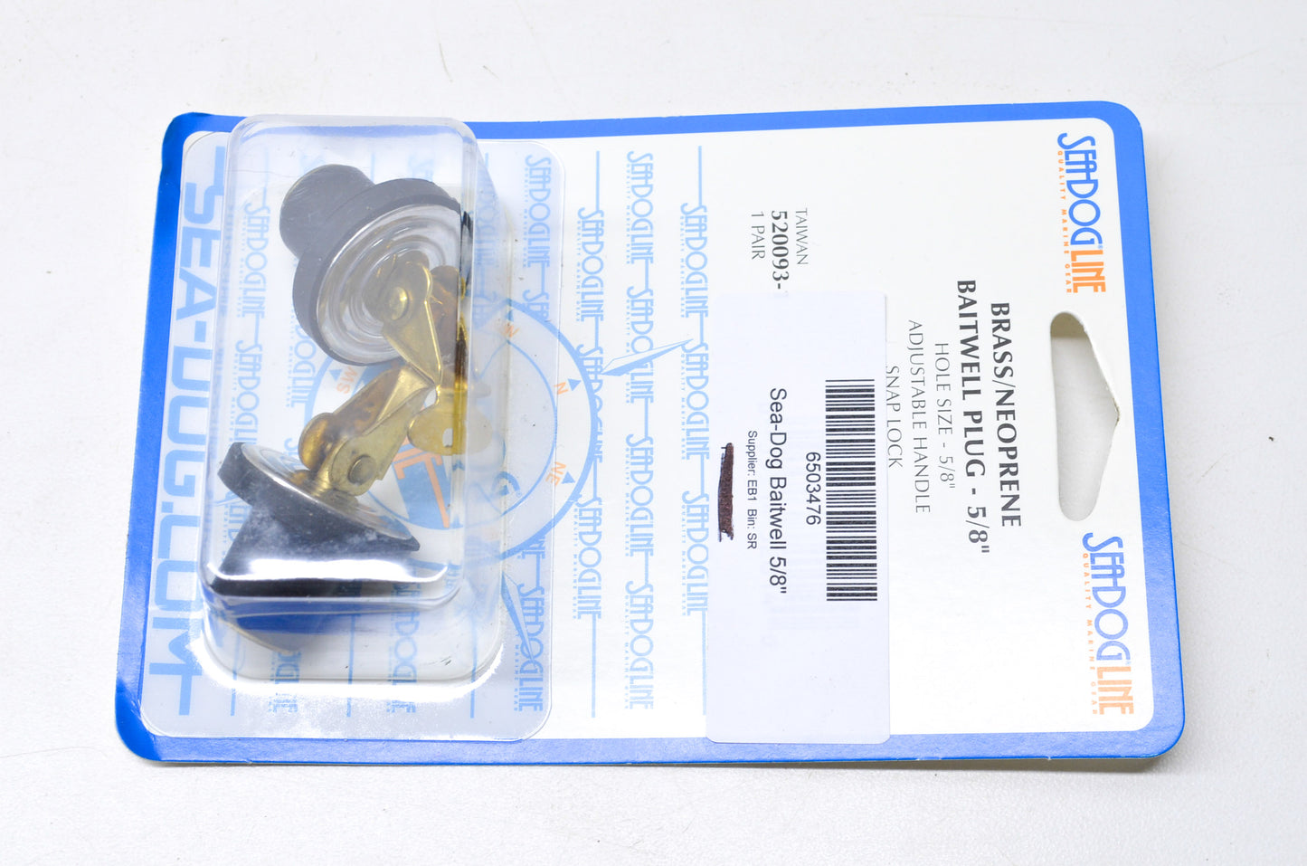 Sea-Dog 6503476 Brass/Neoprene Baitwell Plug 5/8" NOS