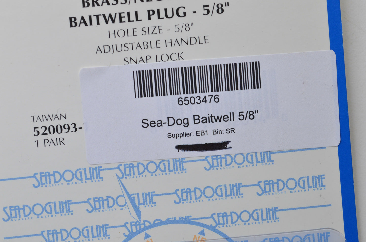 Sea-Dog 6503476 Brass/Neoprene Baitwell Plug 5/8" NOS