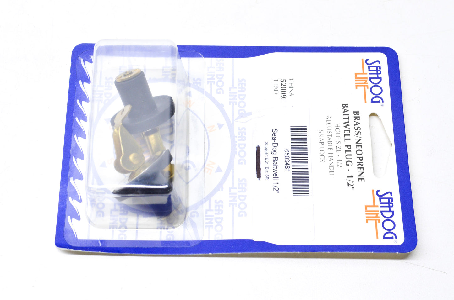 Sea-Dog 6503481 Brass/Neoprene Baitwell Plug 1/2" Kit NOS