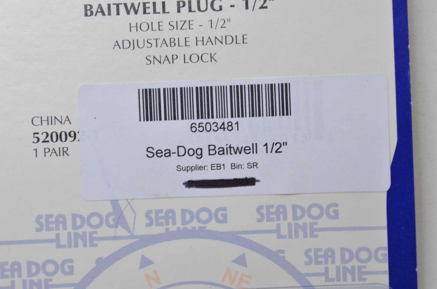 Sea-Dog 6503481 Brass/Neoprene Baitwell Plug 1/2" Kit NOS