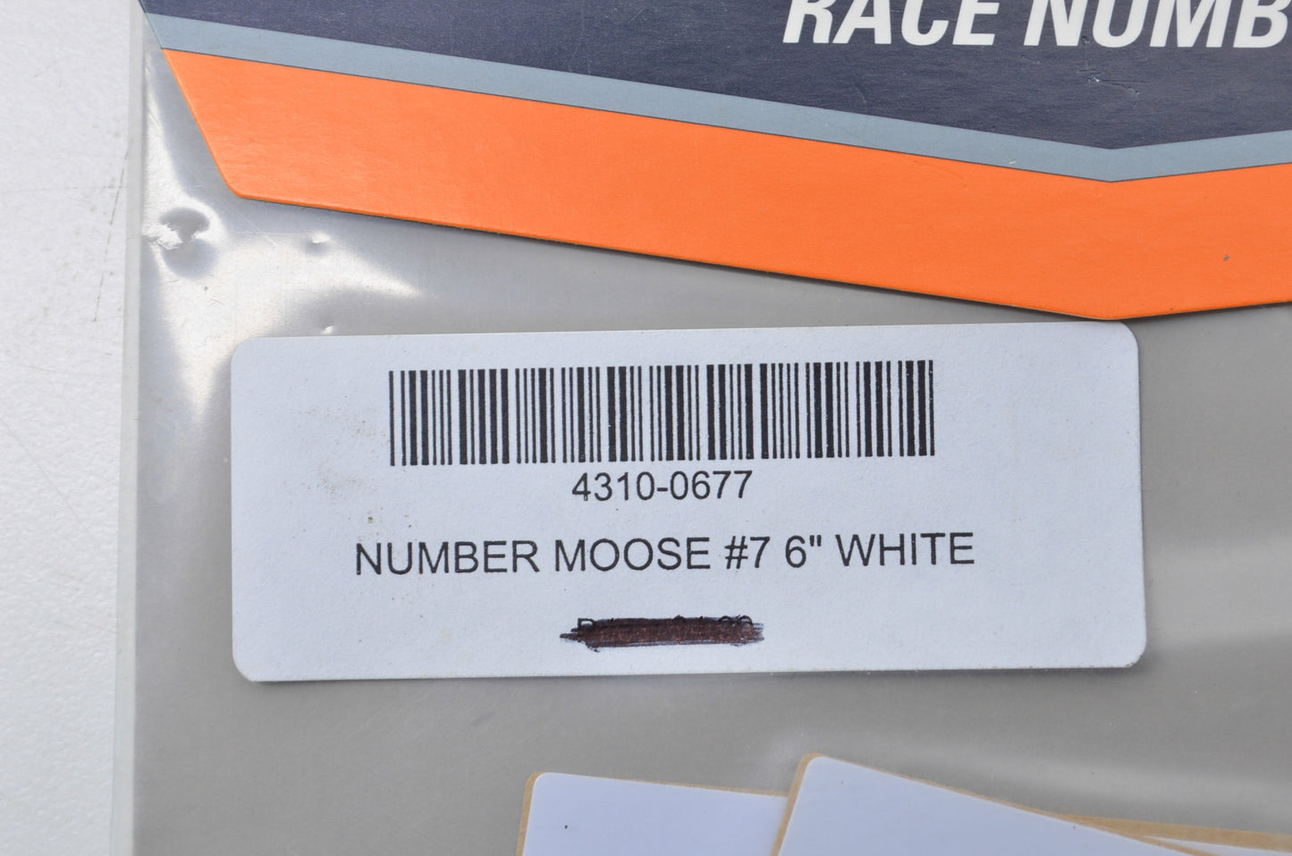 New Moose Racing White Race Number Kit #7 6' NOS
