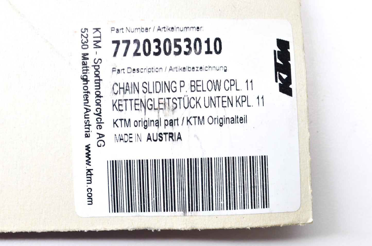 New OEM KTM Chain Slider Piece NOS