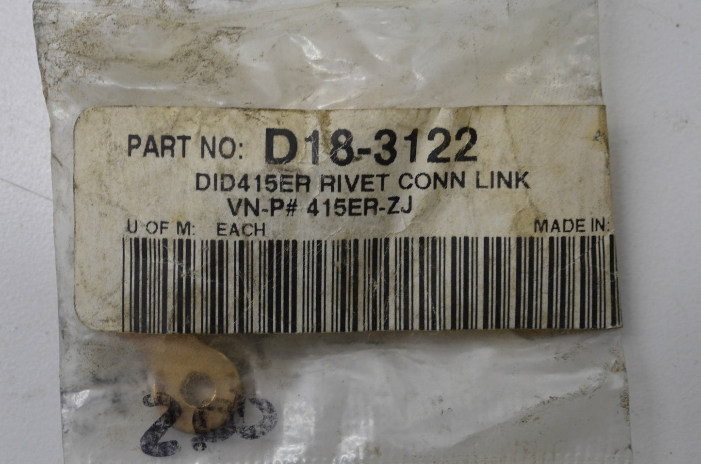 Aftermarket D18-3122 Rivet Connection Link NOS