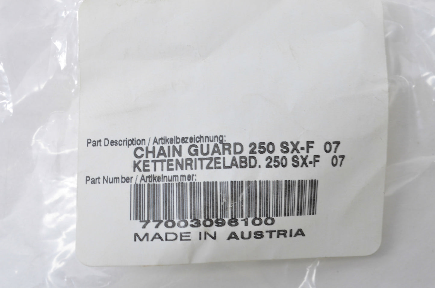 OEM KTM 77003096100 Chain Guard NOS