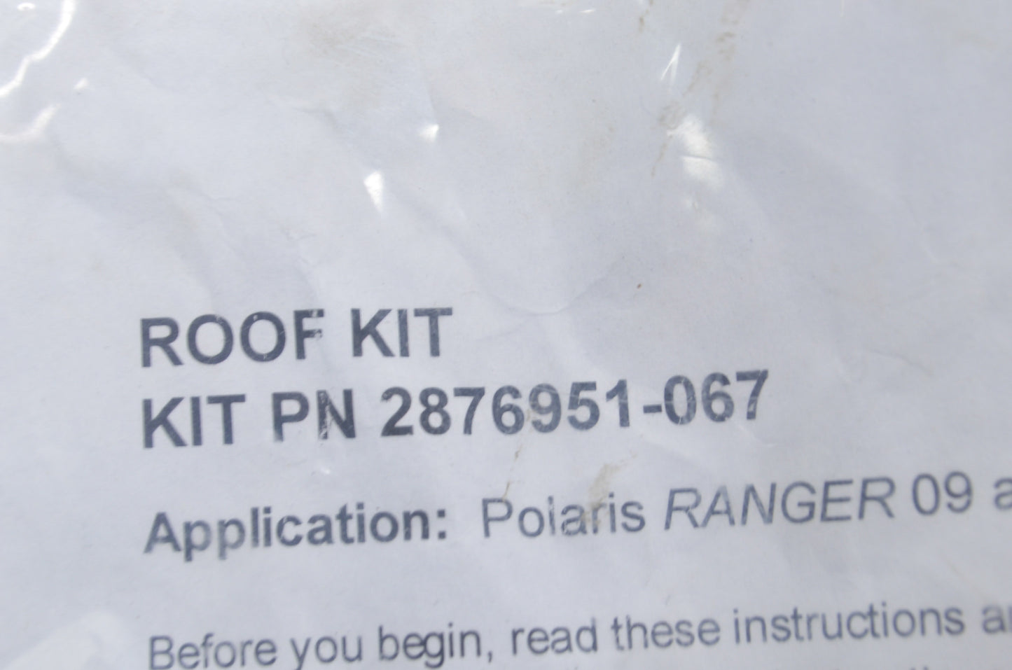 OEM Polaris 2876951-067 Steel Cab Roof NOS