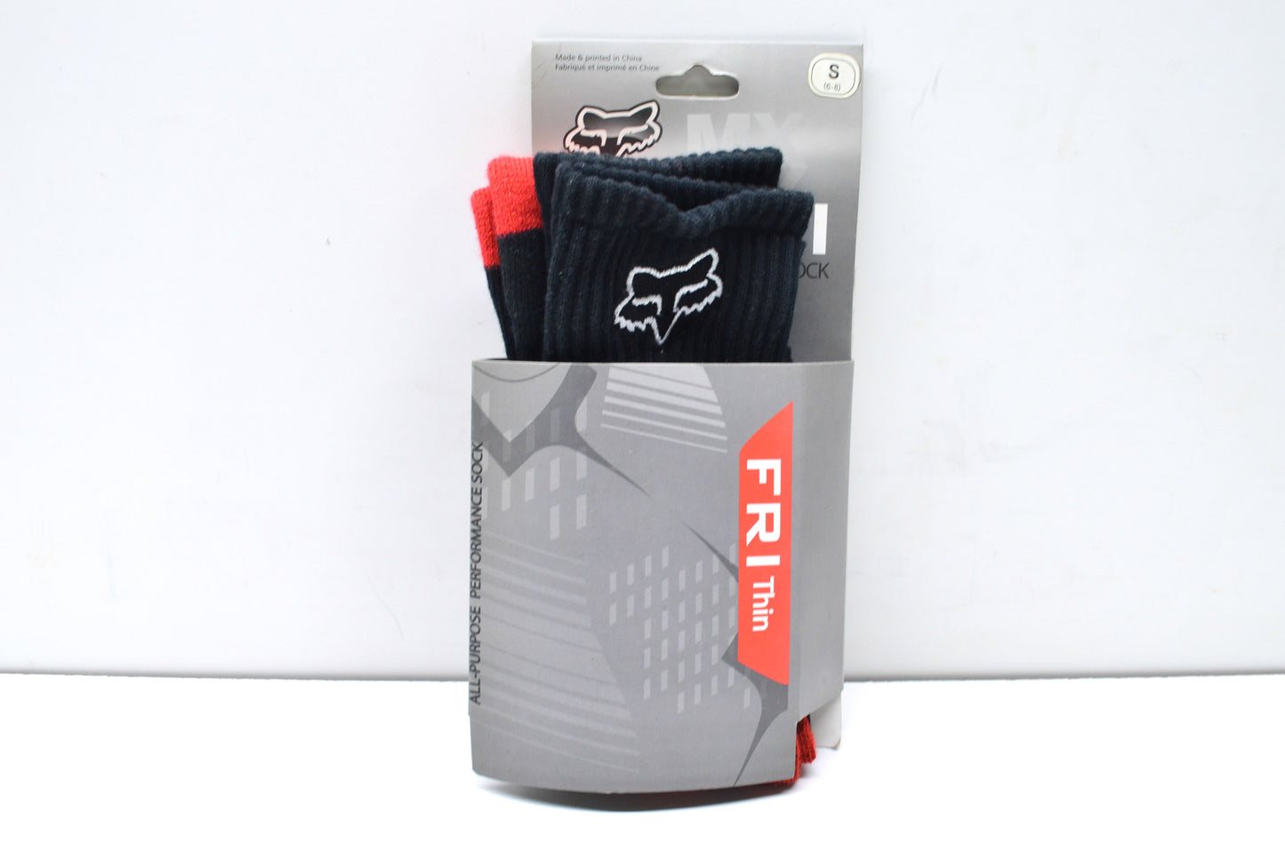 Fox 16038-017-043 Small Black/ Red Tall & Thin Socks NOS