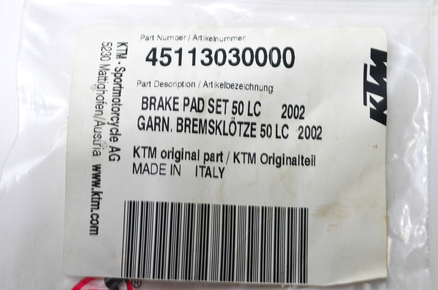 OEM KTM 45113030000 Brake Pad Set NOS