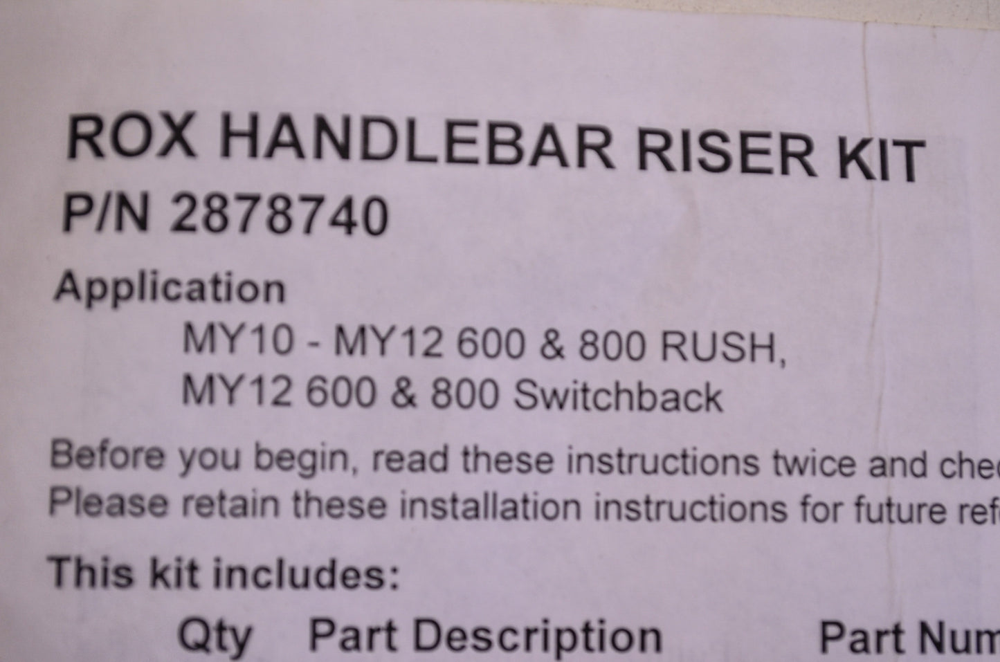 OEM Polaris 2878740 Adjustable Handlebar Riser Kit NOS