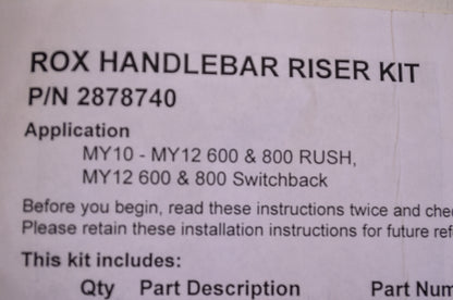 OEM Polaris 2878740 Adjustable Handlebar Riser Kit NOS