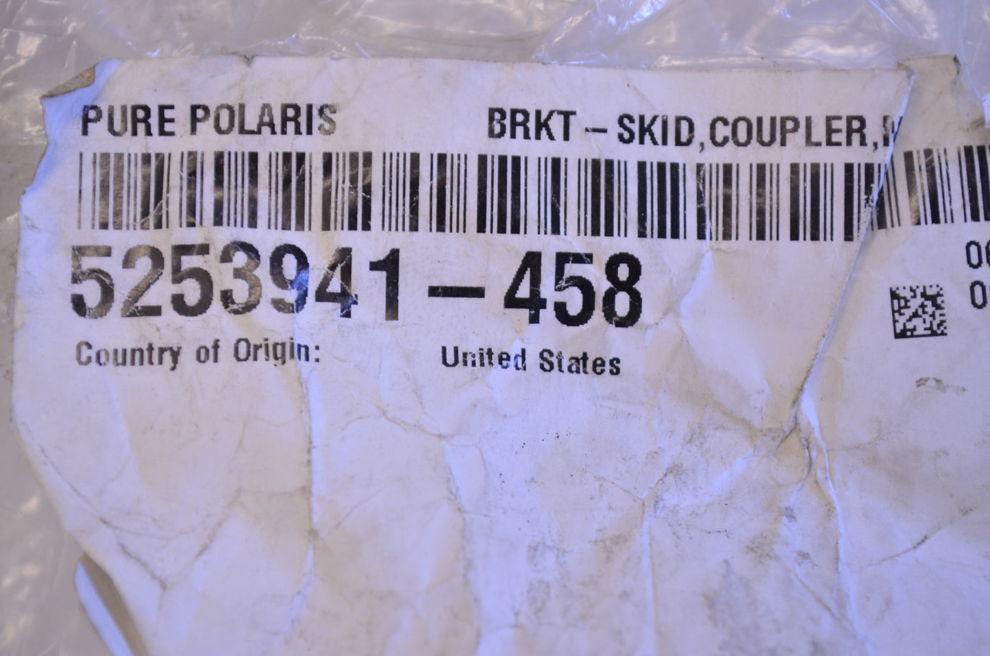 OEM Polaris 5253941-458 Black Coupler Skid Bracket NOS