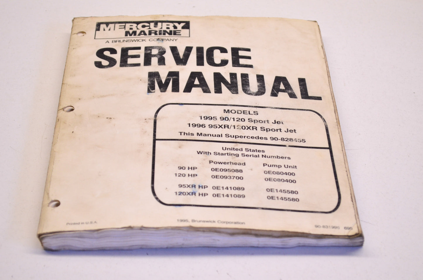 OEM Mercury Service Manual 1995 90/120 1996 96 95XR 120XR