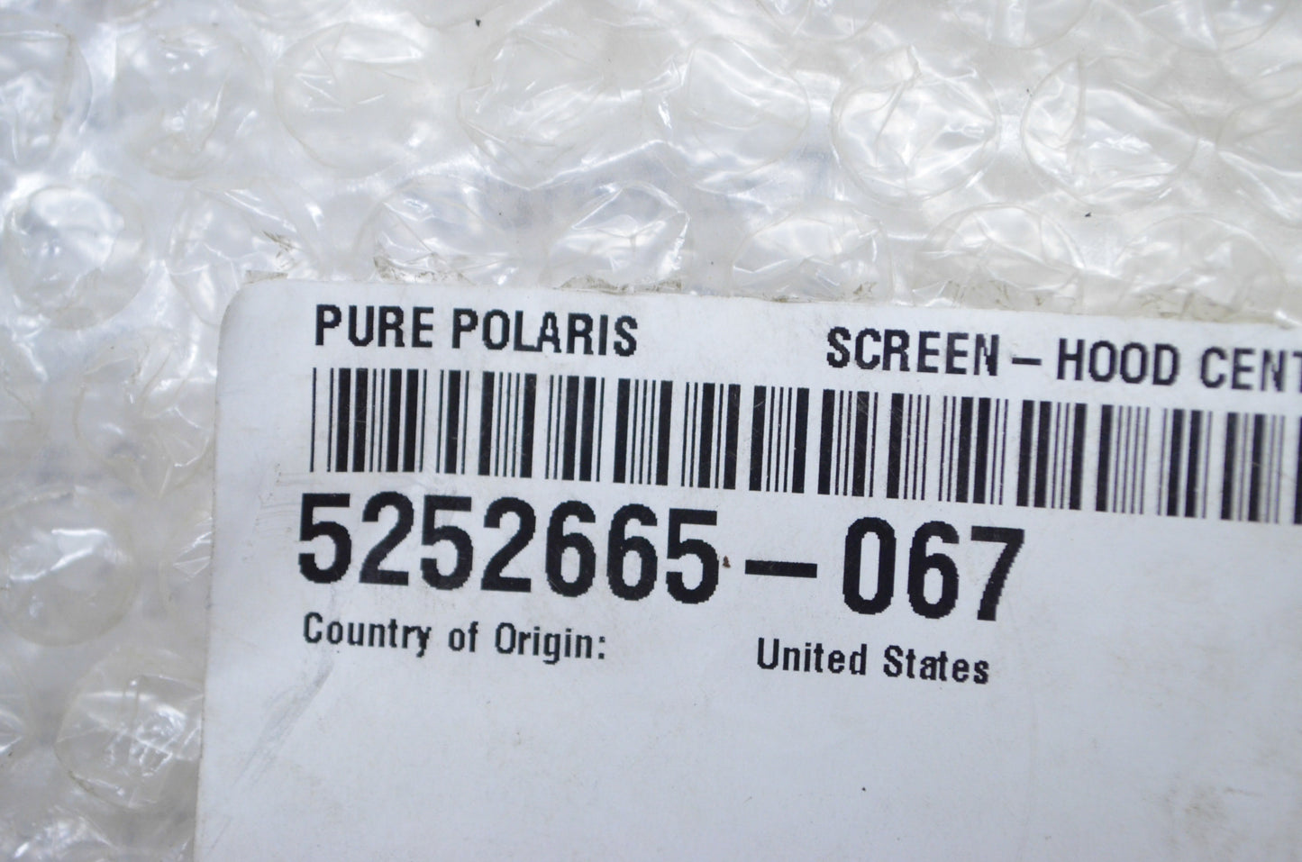 OEM Polaris 5252665-067 Black Middle Center Hood Screen NOS