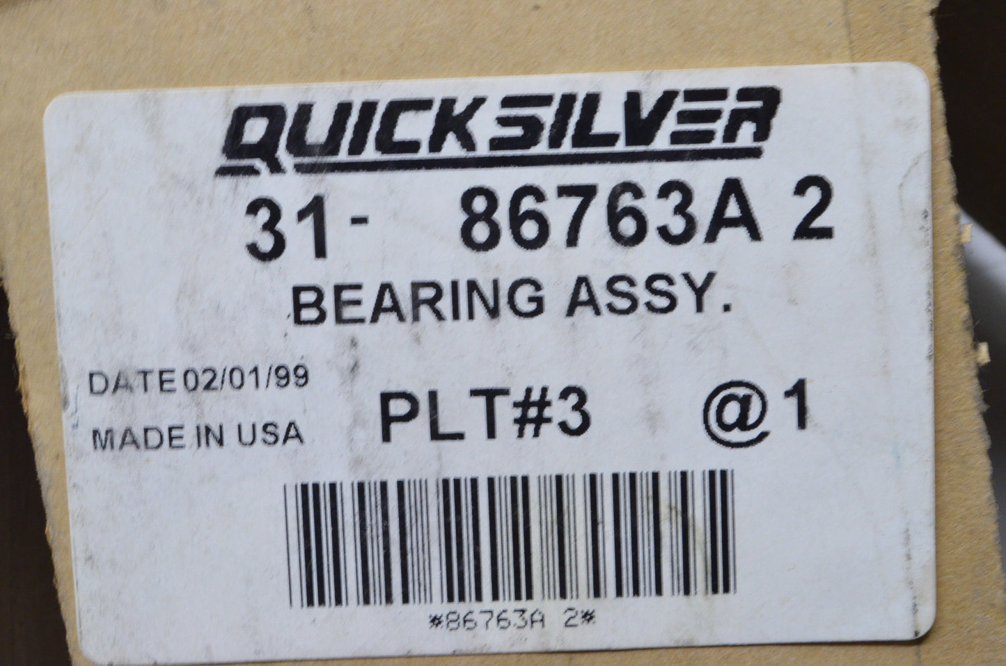 OEM Mercury 31-86763A 2 Bearing Assembly NOS