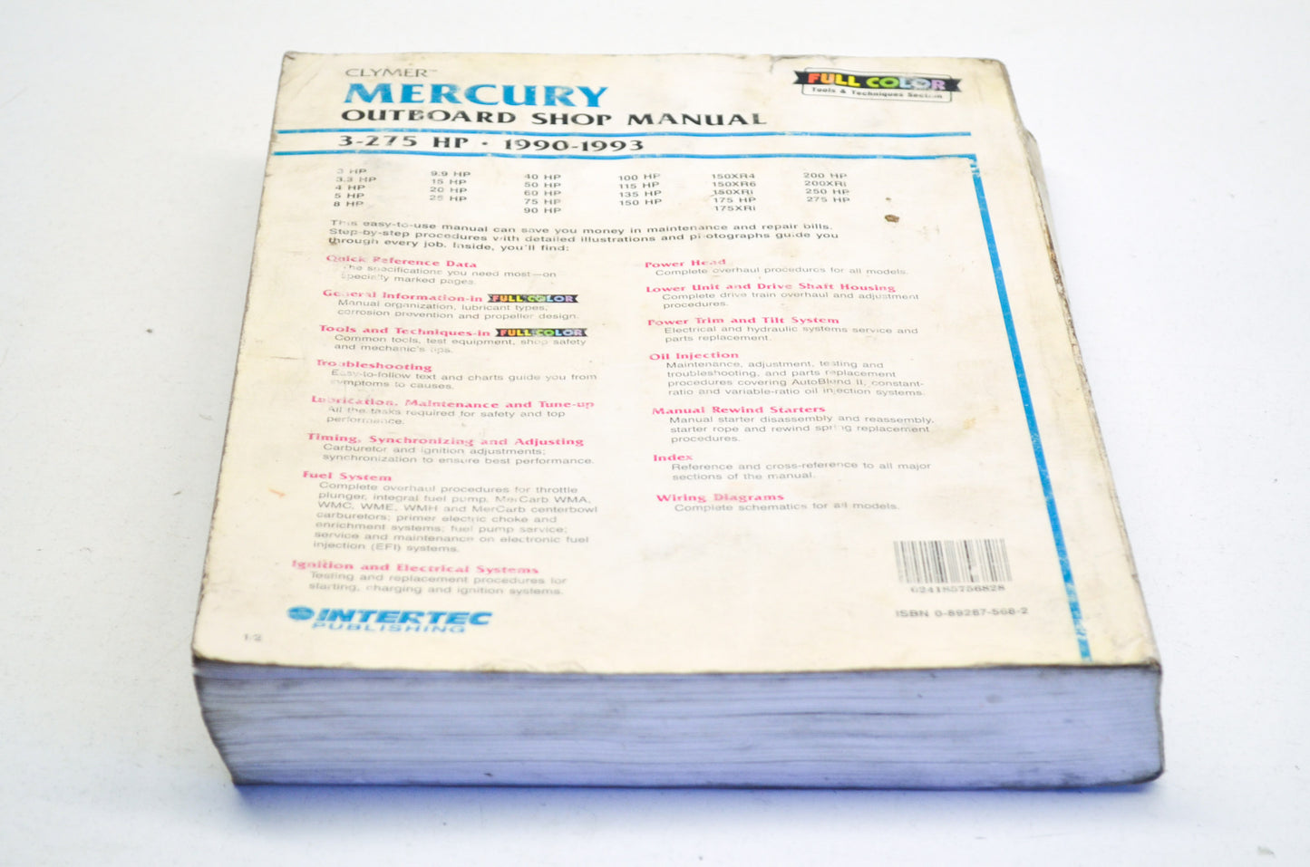 Clymer Mercury 1990-1993 3-275 HP Shop Manual